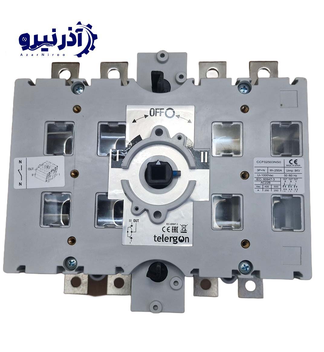 کلید دو طرفه دستی 250 آمپر 4 پل مدل CCF0250 برند Telergon (2)